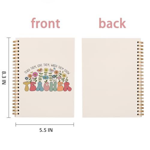 Teacher Appreciation Gifts, Groovy Floral Teacher Notebook, Teacher Gifts for Women, Thank You Teacher Gifts, Teacher Desk Supplies, Teach Them Love Them Spiral Notebook 5.5x8.3 Inch - color: Teacher - White