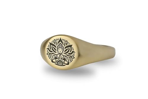 Meditation Engraved Ring - 14k Gold Buddhism Yoga Personalized Jewelry for Women