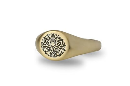 Meditation Engraved Ring - 14k Gold Buddhism Yoga Personalized Jewelry for Women