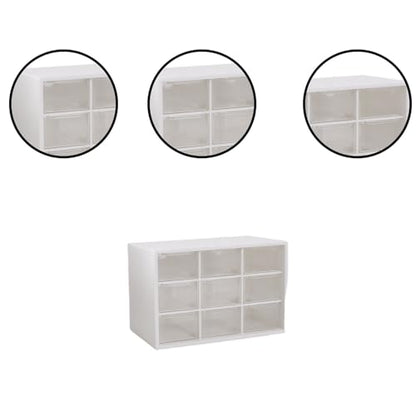 Wall-Mountable Drawer Organizer for Jewelry, Craft Supplies & Desk Accessories - Transparent Storage Box with 9 Compartments