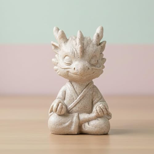 Meditating Dragon Statue, Zen Yoga Fantasy Figurine for Living Room Coffee Table Decor Home Office Desk Shelf Accent - color: Dragon 2