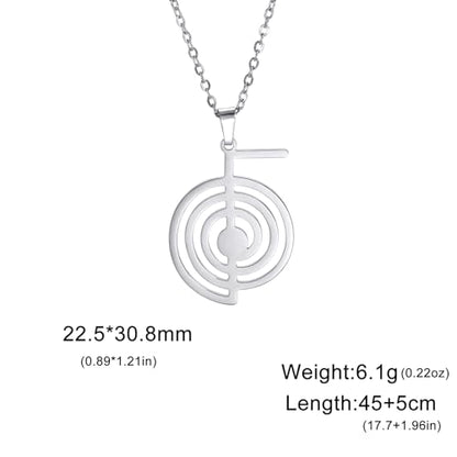 Cho Ku Rei Reiki Symbol Necklace Cho Ku Rei Energy Symbol Amulet Healing Reiki Pendant for Women Sacred Geometry Necklace Yoga Power Spiral Meditation Jewelry - color: Cho Ku Rei necklace silver