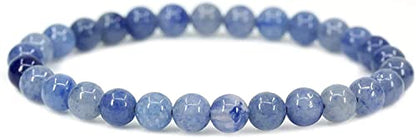 Angelstones Handmade Natural Healing Gemstone 6mm Round Beads Stretch Crystal Bracelet 7 Inch Unisex - color: Blue Aventurine