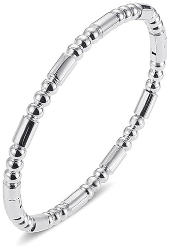 Stainless Steel Bamboo Design Bracelet Titanium Steel Bangle - color: Square Silver