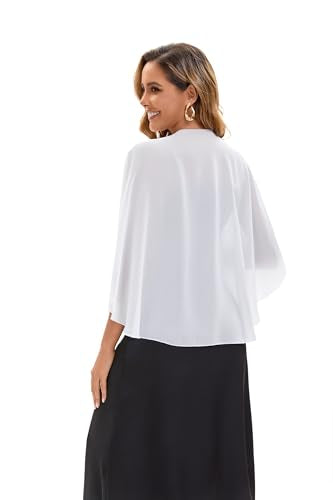 Baoqiya Chiffon Shawl Evening Scarf Shawls and Wraps for Women Wedding Party Bridal Scarves Cover Ups - color: Ivory