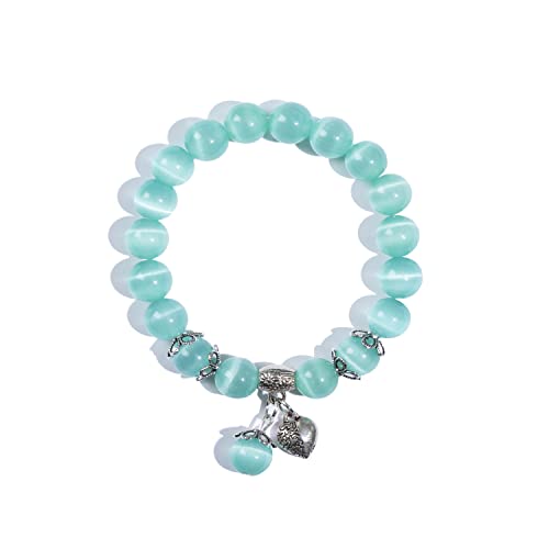 Natural Stretch Gemstone Bracelet Healing Stone Beaded Bracelets for Women Men Gifts (Unisex) - color: Blue Green