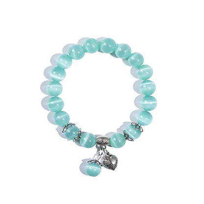 Natural Stretch Gemstone Bracelet Healing Stone Beaded Bracelets for Women Men Gifts (Unisex) - color: Blue Green