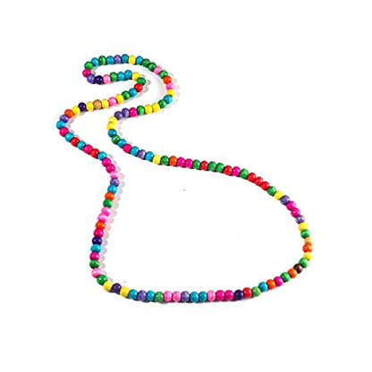 COLORFUL BLING Ethnic Natural Wood Beads Necklace for Men Women Africa Wooden Chain Chunky Strand Necklace Statement Hip Hop Jewelry - color: colorful