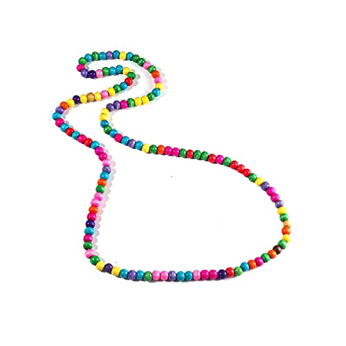 COLORFUL BLING Ethnic Natural Wood Beads Necklace for Men Women Africa Wooden Chain Chunky Strand Necklace Statement Hip Hop Jewelry - color: colorful