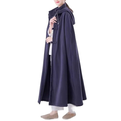 Meditation Buddhist Hooded Cloak Zen Robe Men Women Soft Warm Fleece Hooded Cape for Yoga Lounge Wear Holiday - color: Blue, size: Large