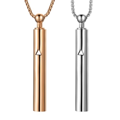 Anxiety Breathe Easy Necklace Mindfulness Breathing Necklace Breathlace Stainless Steel Pendant for Natural Calm & Stress Relief - color: Steel+Rose Gold T