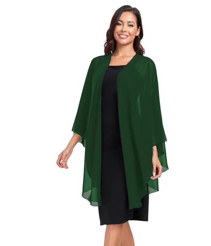 TONGFANTFL Shawls Wraps for Evening Wedding Party Chiffon Scarf Soft Bridal Wraps Wedding Guest Shawl Coverage - color: Dark Green