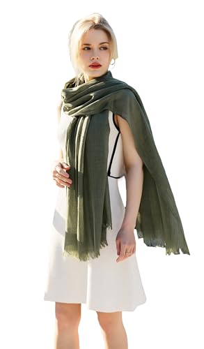 Jeelow Solid Color Scarf Wrap Shawl for Women Men – Soft Lightweight Head Scarf, All Season, Travel Beach Office Daily Wear - color: Forest Green