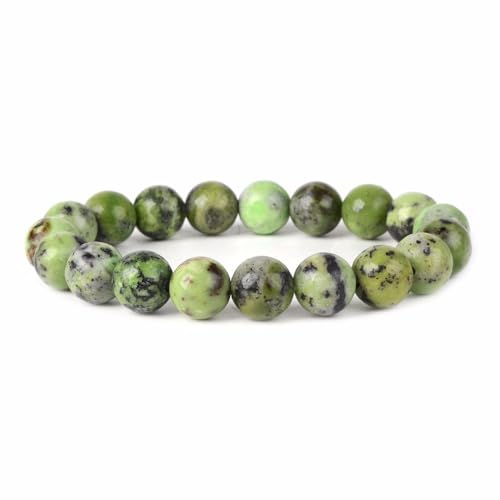 Justinstones Gem Semi Precious Gemstone 10mm Round Beads Stretch Bracelet 7 Inch Unisex - color: Australian Chrysoprase