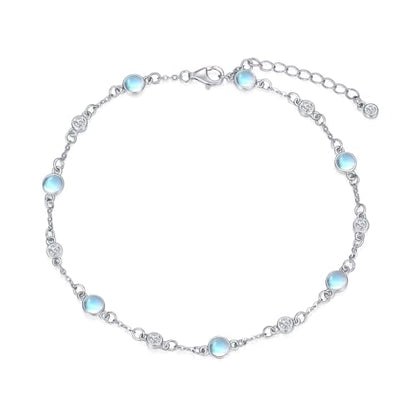 Anklet Bracelet for Women 925 Sterling Silver Natural Stone Chain Ankle Bracelet Beach Summer Fine Jewelry Birthday Mothers Day Gifts for Women Her Mom