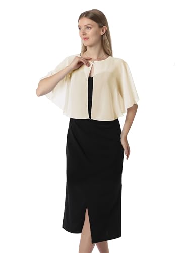 Chiffon Capelet Soft capes Shawls and Wraps for Evening Dress Wedding Cape 1920s shawl accessories for women - color: Pale Champagne