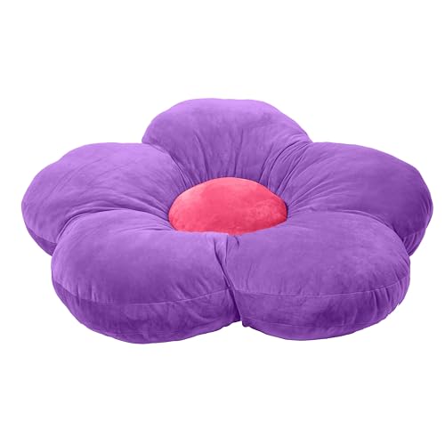 ECR4Kids SoftZone Flower-Shaped Floor Pillow Seat Cushion, 35in, Playroom Decor, Purple - color: Bright Purple