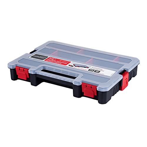 Small Parts Organizer Box – Stackable Hardware Storage Case with 20 Compartments & 12 Dividers – Heavy-Duty Nylon Screw, Drill Bit, Nut & Bolt Organizer for Garage, Toolbox, Workshop - color: b. 1pcs Set - Large Organizer