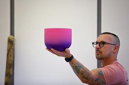 TOPFUND Pink Purple F Note Crystal Singing Bowl Heart Chakra 8 inch with Carrying Case and Suede Mallet - color: Pink Purple F Note, size: 8 inch
