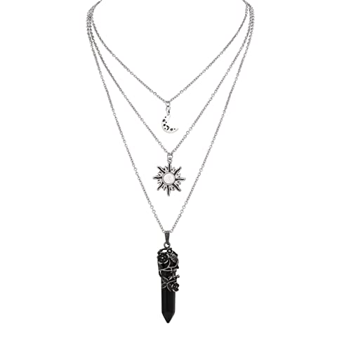 Sacina Gothic Emo Grunge Crescent Moon Choker, Moon Sun Star Choker Necklace, Goth Gothic Necklace, Halloween Christmas Jewelry Gift for Women