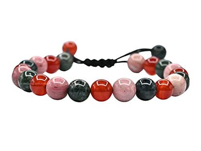 Amazing Gemstone Immunity Manifestation Bracelet - Carnelian Rhodonite Moss Agate Bracelet Set for Men Women Healing Calming Anxiety Stress Relief Gifts Pulseras Para Hombres Mujer Stocking Stuffers - color: Immunity Booster