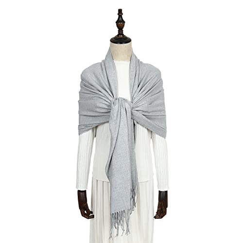 RIIQIICHY Women's Scarf Pashmina Shawls and Wraps for Evening Dress Bridesmaid Wedding Bridal Winter Warm Long Large Scarves - color: Light Grey