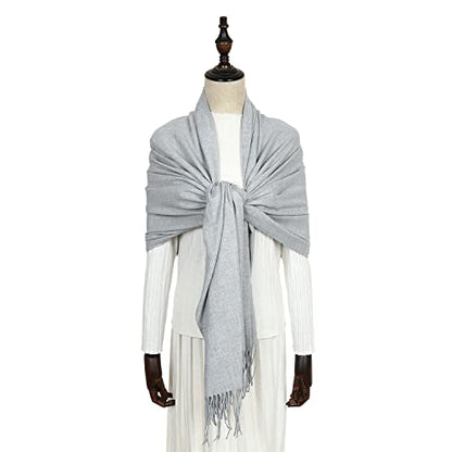 RIIQIICHY Women's Scarf Pashmina Shawls and Wraps for Evening Dress Bridesmaid Wedding Bridal Winter Warm Long Large Scarves - color: Light Grey