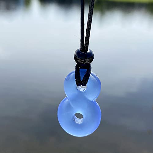 Infinity Necklace - Sea Glass Jewelry - Positive Vibes Collection - Cute Meditation Crystals - Spiritual Gifts for Yoga Lovers - High Vibration Tibetan Symbols - Cool and Trendy Good Luck Amulets - color: Couples Set - Cloud Blue and Pastel Pink