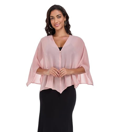 Shawls and Wraps for Evening Dresses Chiffon Soft Shawl for Wedding Guest Party Cover Up - color: Blush
