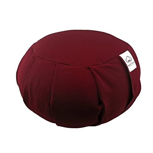 Yoga Meditation Cushion, Zabuton Meditation Pillow, Yoga Bolster/Pillow, Floor seat, Zippered Organic Cotton Cover, Natural Buckwheat - color: Wine, size: 14*5.9inch