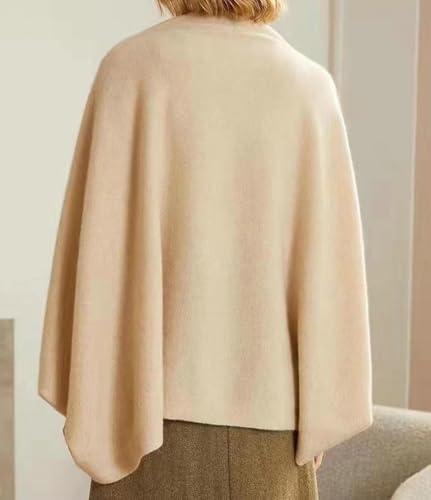 Women's Soft Shawls and Wraps Knitted Warm Shawl With Sleeves Fashion Shawl Wrap Lightweight Open Front Poncho 2026 - color: Beige Camel