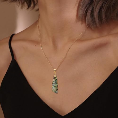 Nature Stone Necklaces for Women Boho Pendant Necklace 18K Gold Chain Necklaces