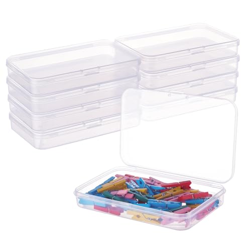 BENECREAT 10 Packs 5x3.3x0.8 Large Clear Rectangle Plastic Storage Box Bead Storage Containers with Lids for Cards, Clips and Other Craft Accessories - color: 5x3.3x0.8", size: Rectangle