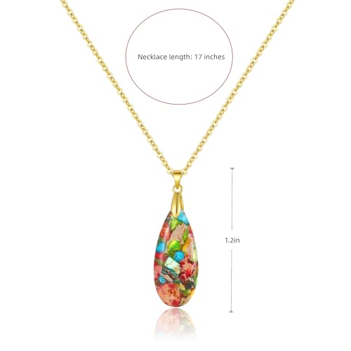 Inspirational Gifts Healing Gold Pendant Gold Necklaces for Women，Get Well Soon Encouragement Gifts for Women Friends Sister Mom, Natural stone Pendant Healing boho Friendship Jewelry for women