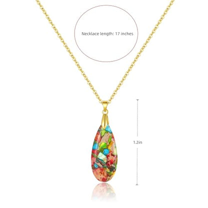Inspirational Gifts Healing Gold Pendant Gold Necklaces for Women，Get Well Soon Encouragement Gifts for Women Friends Sister Mom, Natural stone Pendant Healing boho Friendship Jewelry for women