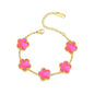 FLY FEI 18K Gold-Plated Four Leaf Clover Bracelet for Women,Adjustable lucky Bracelet Set Jewelry Gift-Hypoallergenic Charm for Birthdays, Wellness & Daily Wear - color: style08-Red Pink