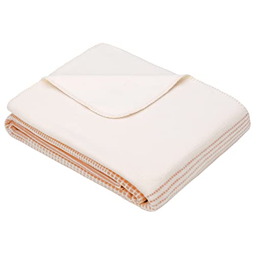 IBENA Salerno 100% Organic Cotton Cuddly Soft Jacquard Woven Ombre Throw Blanket (Salmon) - color: Orange