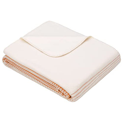 IBENA Salerno 100% Organic Cotton Cuddly Soft Jacquard Woven Ombre Throw Blanket (Salmon) - color: Orange