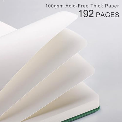Blank Journal for Women Men, 192 Pages A5 Notebook Journal, Hardcover Notebook with 100Gsm Thick Pages, Leather Note Book for Writing, Travel, Business, Office, Prayer 5.7 x 8.3, Dark Green - color: Dark Green, style: Plain