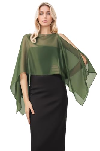 Coucoland Shawl Wraps for Women Sheer Chiffon Shawl Elegant Soft Wraps for Evening Dress Wedding Party - color: Green