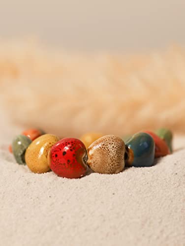 MINACHI Boho Hippie Colorful Ceramic Beads Strand Stretch Bracelet, Bohemian Summer Beach Jewelry Gift for Women - color: S03