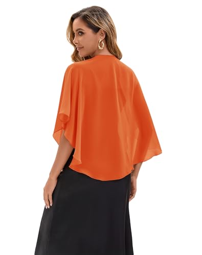 Baoqiya Chiffon Shawl Evening Scarf Shawls and Wraps for Women Wedding Party Bridal Scarves Cover Ups - color: Orange