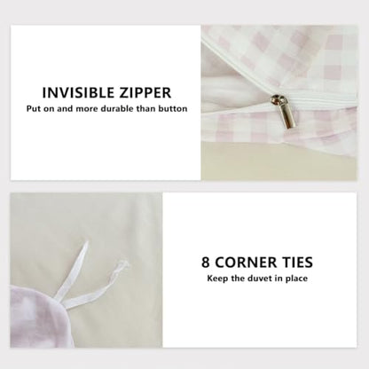 Pink Gingham Cotton Weighted Blanket Cover 48"x72", Checked Plaid Duvet Cover for Weighted Blanket, Grid Cotton Heavy Blanket Duvet Cover (Pink Gingham, 48"x72") - color: Pink Gingham (No Blanket), size: 48"x72"
