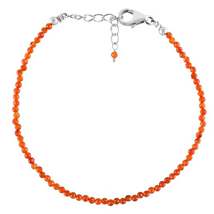 InfinityGemsArt Natural Stone Beads Dainty Bracelet Jewelry for Women, Crystals and Gemstones Birthstone 925 Sterling Silver Chain 8 inch Gifts For her
