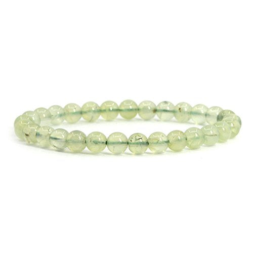 Justinstones Gem Semi Precious Gemstone 6mm Round Beads Stretch Bracelet 6.5 Inch - color: A Grade Prehnite