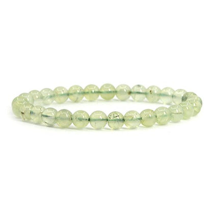 Justinstones Gem Semi Precious Gemstone 6mm Round Beads Stretch Bracelet 6.5 Inch - color: A Grade Prehnite