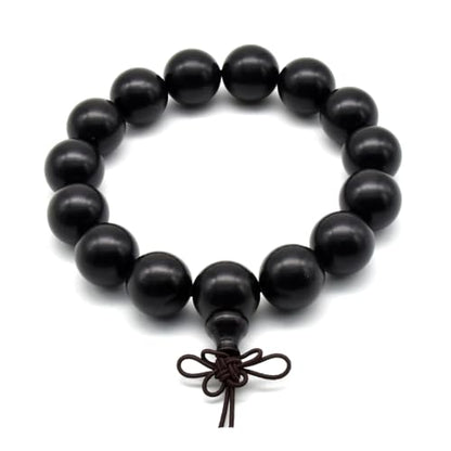Zen Dear Unisex Natural Ebony Wood Buddhist Prayer Bead Necklace Bracelet Tibetan Prayer Mala Beaded Black - style: 15mm 15beads