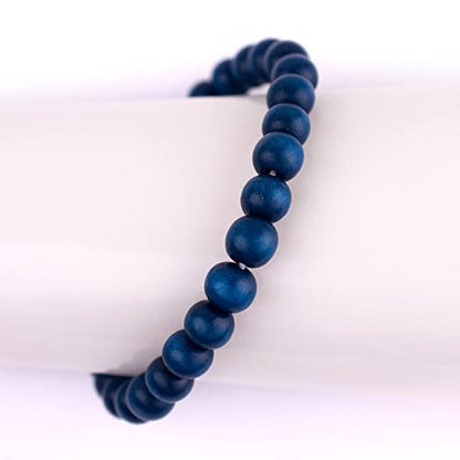Wood Bead Bracelet - color: Azul Blue, size: Medium Beads