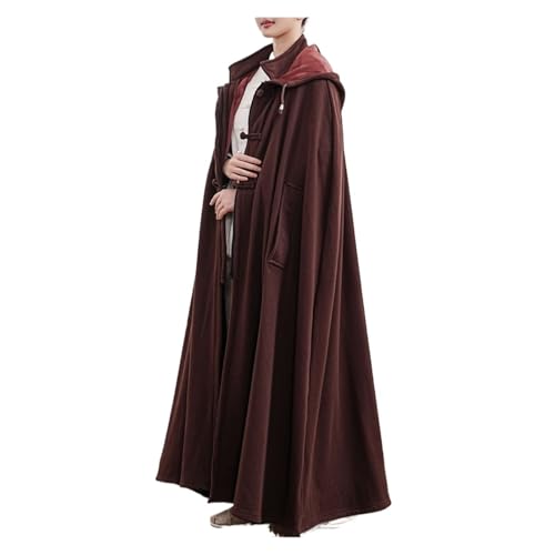 Meditation Hooded Cloak Coat Women Men Unisex Loose-Fit Prayer Robe Plush Comfortable Warm Clothing - color: Coffee, size: X-Large