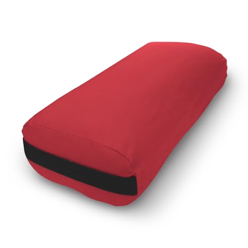 Bean Products Cotton Batting Yoga Bolster - Studio Grade Round or Rectangular Restorative Yoga Pillow for Pilates and Yin Practice - Soft Yet Firm Support with Cotton Cover - Made in The USA - color: Beet Red, size: Rectangular